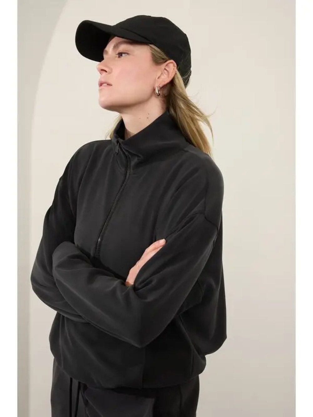 ATHLETA | Seasoft 1/4 Zip Bubble Hem Sweatshirt